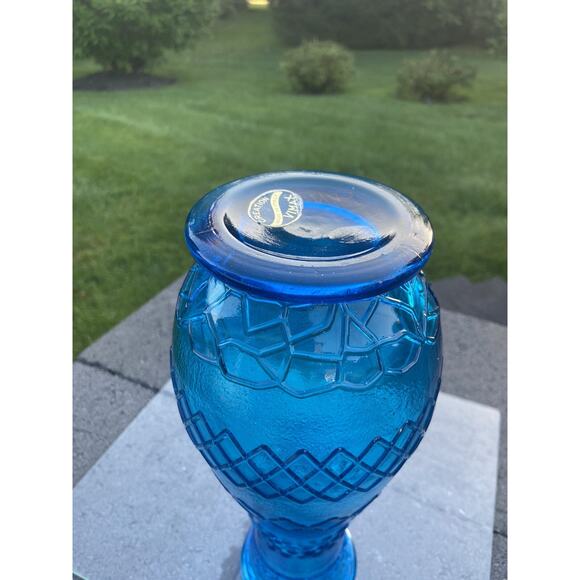 Vintage Vimax Aqua Blue Glass Vase Made In Italy 13” Tall With Original Sticker - Picture 8 of 10